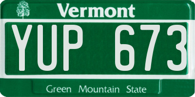 VT license plate YUP673