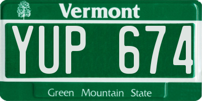 VT license plate YUP674