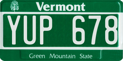 VT license plate YUP678