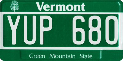 VT license plate YUP680