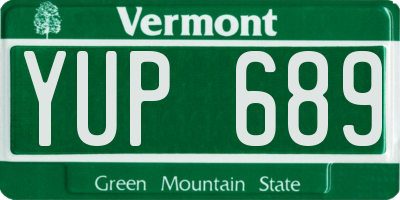 VT license plate YUP689