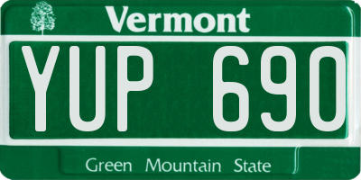 VT license plate YUP690