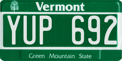 VT license plate YUP692