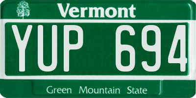 VT license plate YUP694