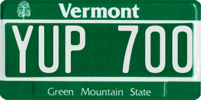 VT license plate YUP700