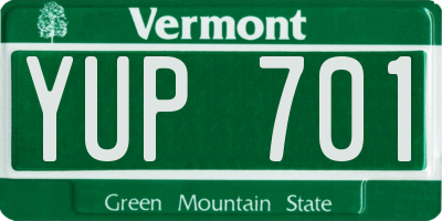 VT license plate YUP701