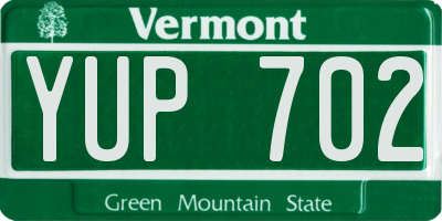 VT license plate YUP702