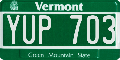 VT license plate YUP703