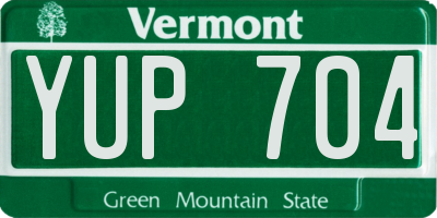 VT license plate YUP704