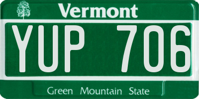 VT license plate YUP706