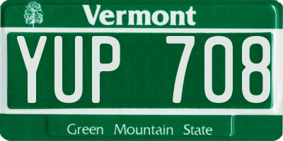 VT license plate YUP708