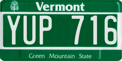 VT license plate YUP716