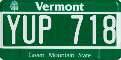 VT license plate YUP718