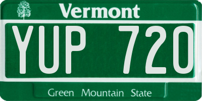 VT license plate YUP720