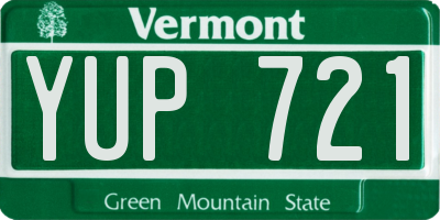 VT license plate YUP721