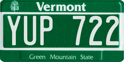 VT license plate YUP722