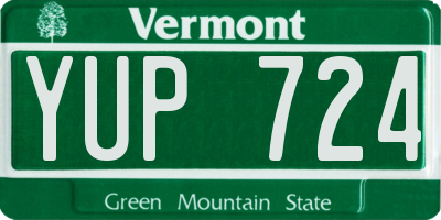 VT license plate YUP724
