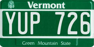 VT license plate YUP726
