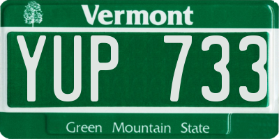 VT license plate YUP733