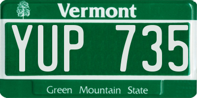 VT license plate YUP735