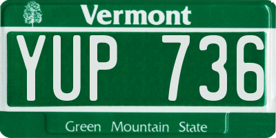 VT license plate YUP736