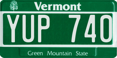 VT license plate YUP740