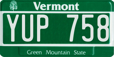 VT license plate YUP758