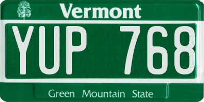 VT license plate YUP768