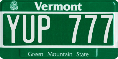 VT license plate YUP777