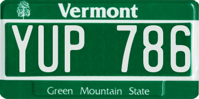 VT license plate YUP786