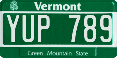 VT license plate YUP789