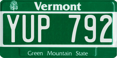 VT license plate YUP792