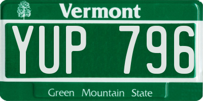 VT license plate YUP796
