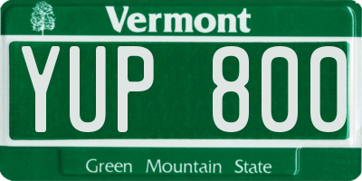 VT license plate YUP800