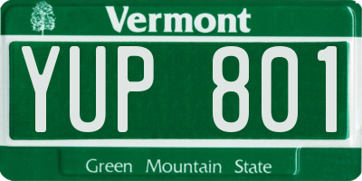 VT license plate YUP801