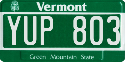 VT license plate YUP803