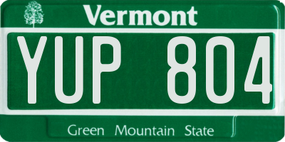 VT license plate YUP804