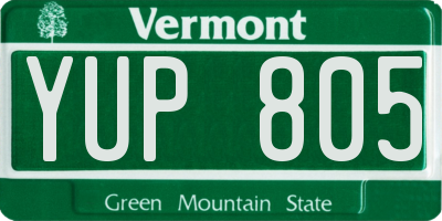VT license plate YUP805
