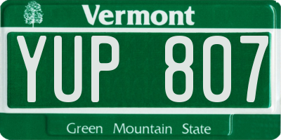 VT license plate YUP807
