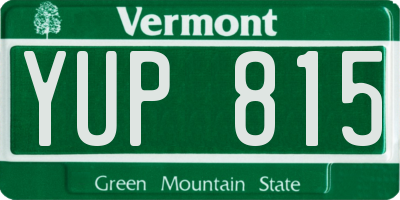 VT license plate YUP815