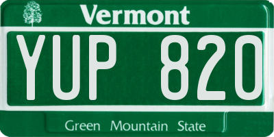 VT license plate YUP820