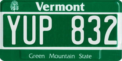 VT license plate YUP832