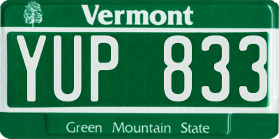 VT license plate YUP833