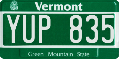 VT license plate YUP835