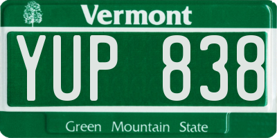 VT license plate YUP838