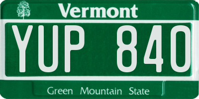 VT license plate YUP840