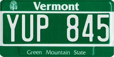 VT license plate YUP845