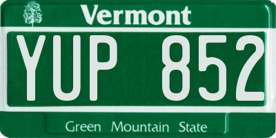 VT license plate YUP852