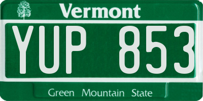 VT license plate YUP853