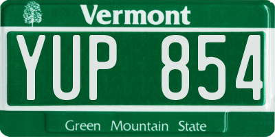 VT license plate YUP854